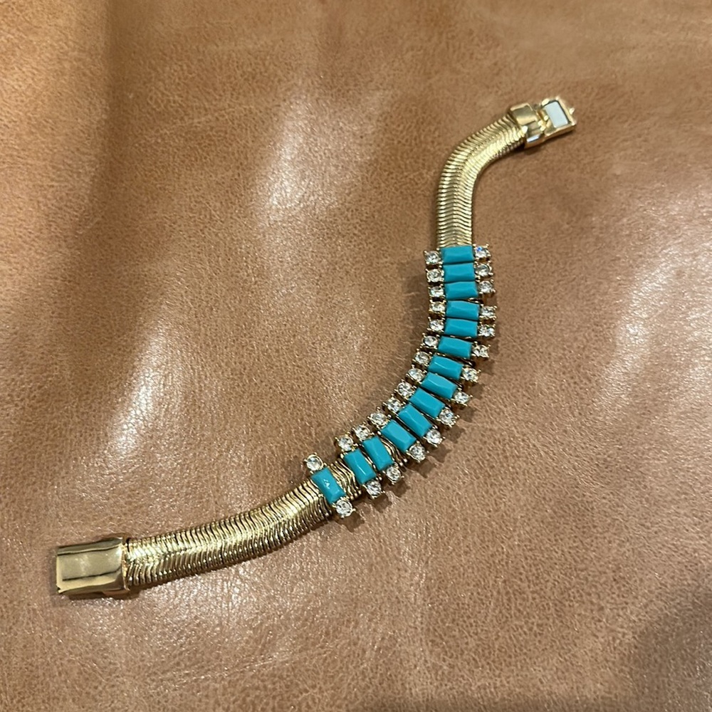 Banana Republic statement gold + turquoise bracelet!